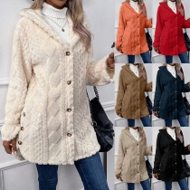 Fashion Long Sleeve Hooded Plush Jacket