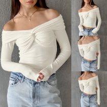 Sexy Off-the-shoulder Front Ruched Long Sleeve Shirt