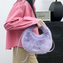 Women's Plush Faux Fur Round Small Crossbody Handbag