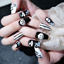 Fashion Skull Pattern Fake Nails, Halloween Nail Art Set – for Festive Manicure