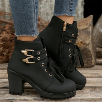 Casual Platform Chunky Heel Ankle Boots