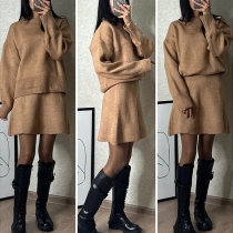Fashion Knitted Two-piece Set Consist of Sweater and Skirt