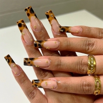Fashion Removable Leopard Print Bead Press-On Nails