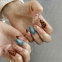 Fashion Leopard Print Almond French Tip Press-On Nails