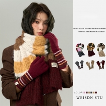Fashion Colorful Unisex Warm Scarf and Touchscreen Gloves Set