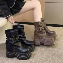 Platform Chunky Combat Mid Calf Boots