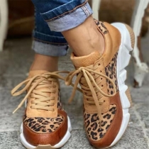 Women's Leopard Print Lace Up Sneakers