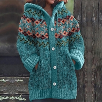 Retro Ethnic Style Boho Print Cardigan