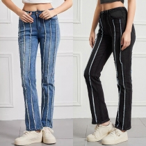 High-Waisted Retro Stripe Stretch Skinny Jeans