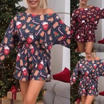 Fashion Christmas Printed Two-piece Set Consist of Shirt and Shorts