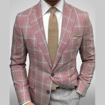 Plaid Two-Button Business Casual Blazer