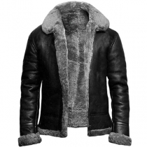 Wide-Lapel Faux Fur Coat