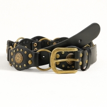 Vintage-Style Wide Leather Belt