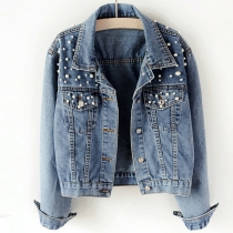 Beaded Oversized Denim Jacket