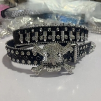 Gothic Punk Rhinestone Skull Belt