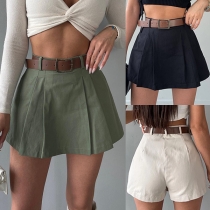 Street Fashion Solid Color Skorts