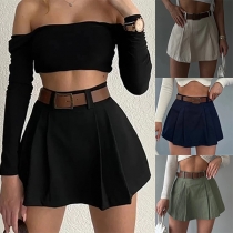 Street Fashion Solid Color Skorts