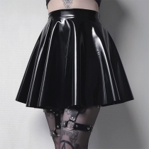 Fashion High-rise Artificial Leather PU Skirt