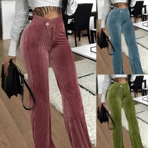 Vintage Vertical Striped Straight-cut Velvet Pants