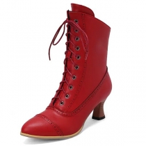 Lace-Up Ankle Boots Classic Round-Toe Combat Boots
