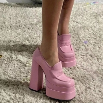 Toe Platform Pumps Chunky Block Heel Dress Shoes
