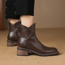 Retro V-Neck Short Boots
