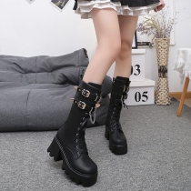 Platform Ankle Boots with Hidden Heel