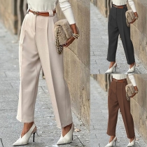 Fashion Solid Color High-rise Straight-cut Suit Pants