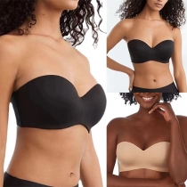 Fashion Solid Color Push-up Detachable Strap Invisible Brassie
