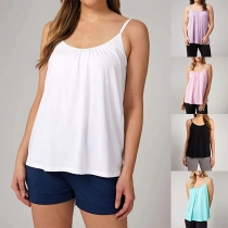 Comfy Solid Color Square Neck Cami Shirt with Bra