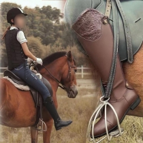 Vintage Block Heel Riding Boots with Side Zip