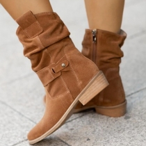 Buckle Ankle Boots with Side Zip