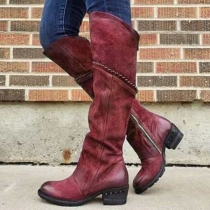 Vintage Combat Over-Knee Boots with Buckles