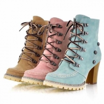 Pink Combat Boots with Studded Buckles