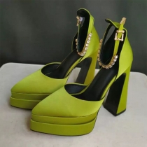 Crystal-Embellished Satin Platform Stilettos
