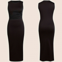 Fashion Crew Neck Sleeveless Bodycon Dress