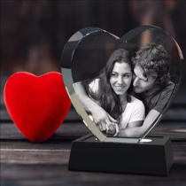 Personalized Laser Engraved 3D Photo Crystal Heart Gift --Love Keepsake for Anniversary, Wedding & Valentine's Day,Mother's Day, Father's Day