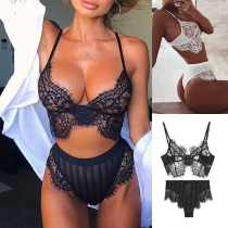 Elegant Lingerie Set - Delicate Backless Lace Bra with Matching High-Waist Panty