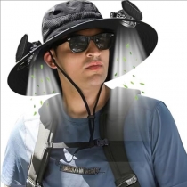 Solar-Powered Cooling Hat - Wide Brim UV Protection for Fishing, Hiking & Outdoor Activities