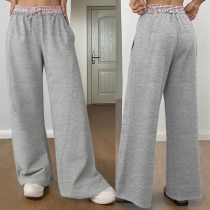 Fashion Contrast Color Drawstring Waist Straight-cut Sweatpants