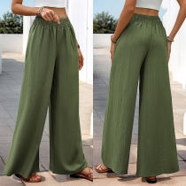 Casual Elastic Waist Wide-leg Pants