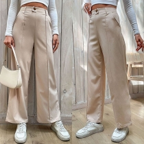 Fashion High-rise Straight-cut Pants