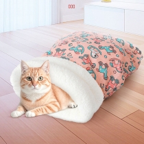 Cute Warm Printed Semi-Enclosed Tunnel Shape Plushed Pet Sleeping Bag