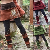 Fashion Contrast Color High-rise Mock-two-piece Leggings