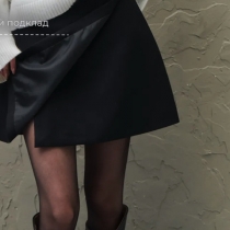 Elegant Solid Color Side Button Slit Mini Skirt