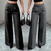 Fashion High-rise Straight-cut Pants with Belt