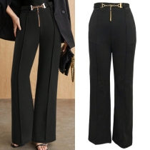 Fashion High-rise Chain Straight-cut Pants