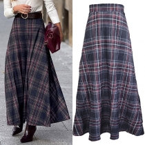 Jupe longue à carreaux, taille haute et style tendance