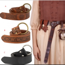 Bohe O-ring Floral Pattern Artificial Leather PU Belt