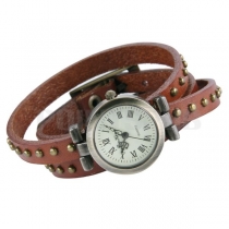 Vintage Wristband Bracelet leather Rivet Stud Watch 